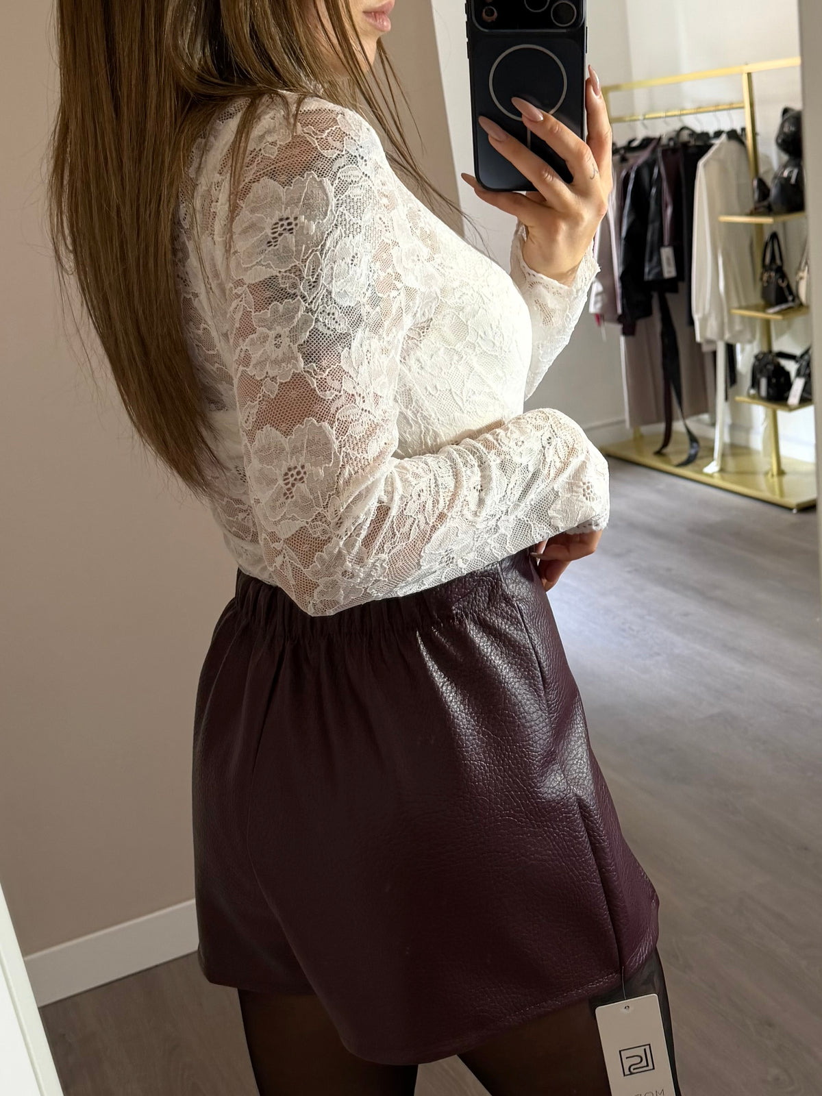 Gonna pantalone effetto pelle